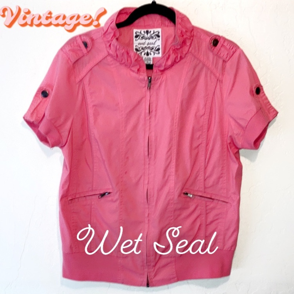 Vintage Wet Seal Short Sleeve Jacket-Pink- Size XL